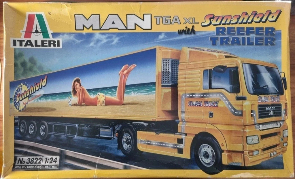 2004 Rare Italeri MAN Tga XL Sunshield Reefer Trailer 1/24 Scale Model Kit Truck